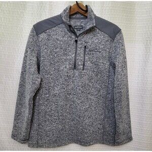 Eddie Bauer Half Zip Pullover Fleece Charcoal Gray with Shoulder Patch Men's M